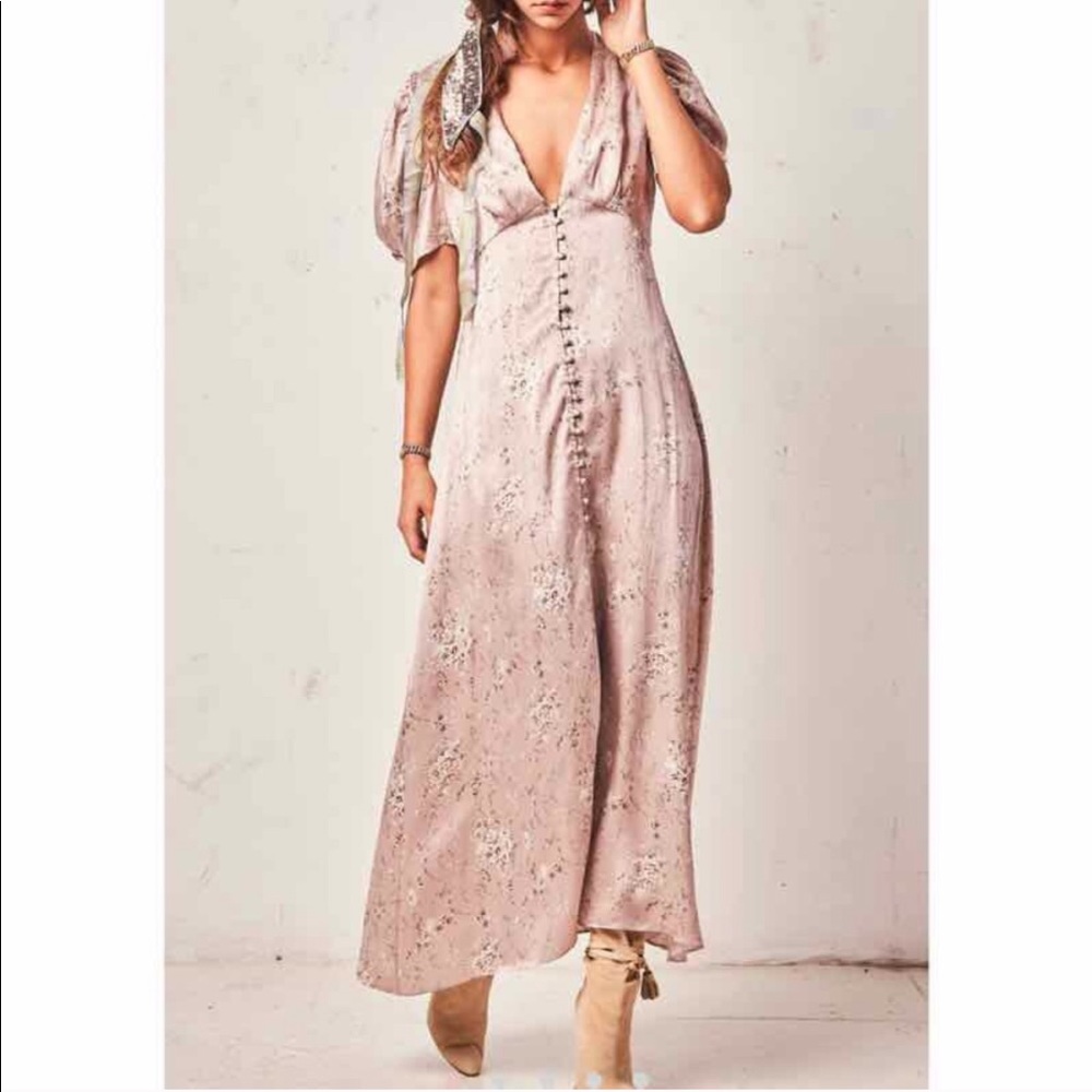Loveshackfancy Delaney silk maxi dress woodrose
